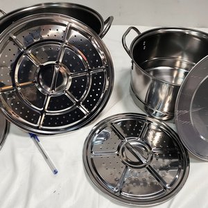 Set de 2 Ollas de Acero Inoxidable con Tapas y Vaporeras - imagen 3