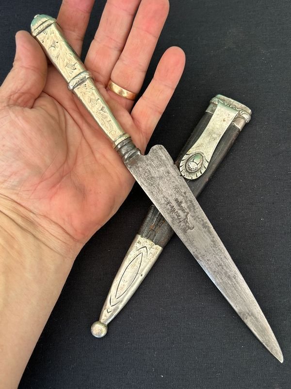 Cuchillo Franz Wenk de los primeros plateria picada de plata muy vieja - imagen 3