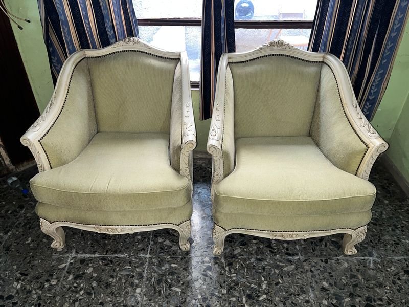 Par de Sillones Butaca Estilo Luis XV Verdes