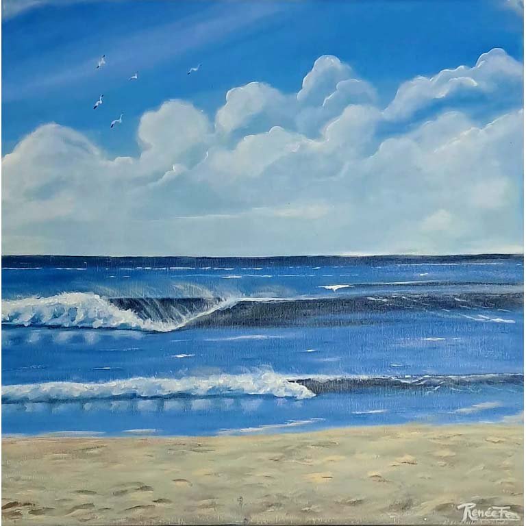 Pintura "La Balconada" de Renne Fernández - Acrílico sobre Lienzo 40x40cm
