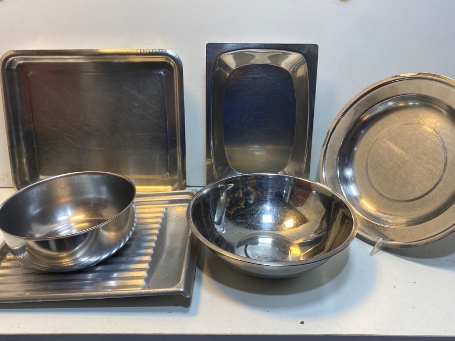 Set de 6 Piezas de Acero Inoxidable: Bandejas y Bowls