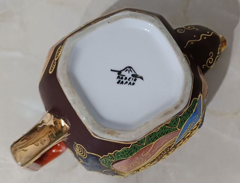 Tetera de Porcelana SATSUMA con Tapa Restaurada - imagen 5