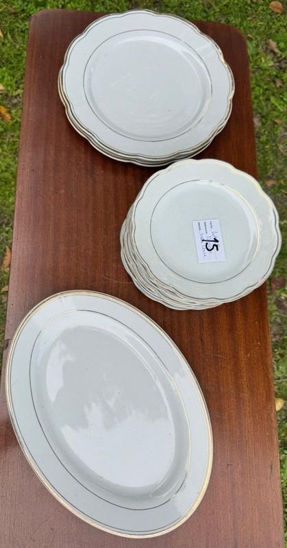 1 juego de vajilla en loza oriental de 13 piezas (fuente 2 platos llanos y 10 platillos) - imagen 1