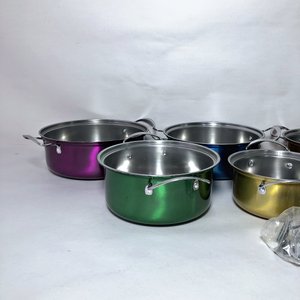 Juego de 5 Cacerolas de Acero Inoxidable con Tapas de Vidrio - Nuevas en Caja - imagen 2