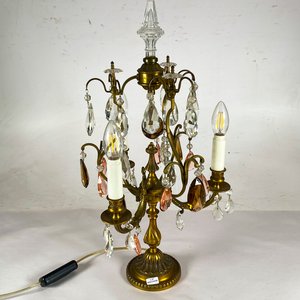 Lámpara Girandole de Bronce Labrado con Caireles y Tres Luces - imagen 1