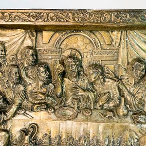 Cuadro de Chapa en Relieve "Última Cena de Jesús" 64x40 cm - imagen 2