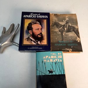 Lote siguiente: 3 Libros sobre Aparicio Saravia: Crónica, Vida y Memorias