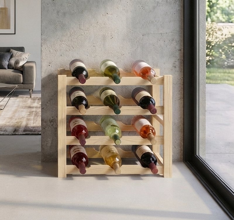 Estantería de Madera para 12 Botellas de Vino