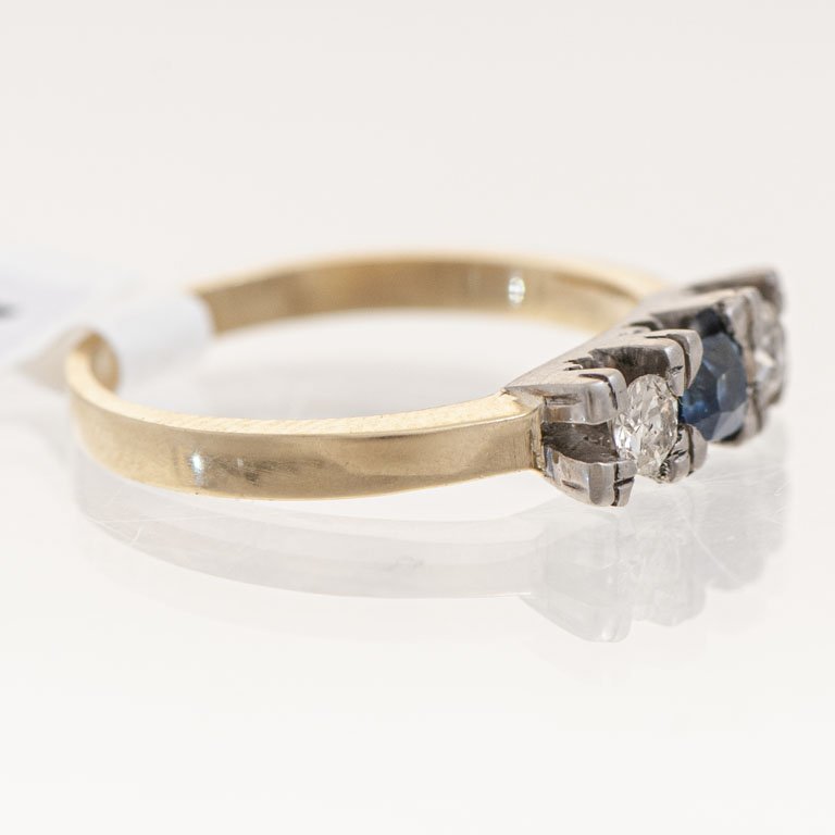 Anillo de oro con zafiro y brillantes - imagen 2