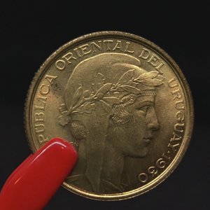 Moneda Uruguaya 10 Centésimos 1930 Puma Bronce Sin Circular - imagen 5