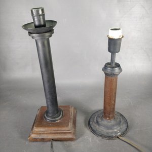 Lote de 2 Lámparas de Mesa: Metal y Madera - imagen 2