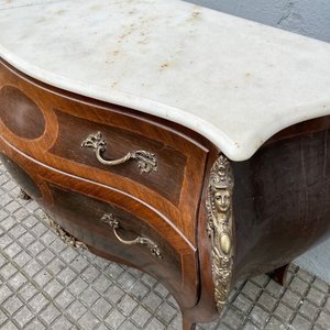 Cómoda Estilo Luis XV Rococó Francés Bombé con Mármol - imagen 19