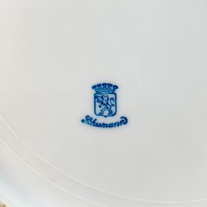 Juego de postre de porcelana alemana Schumann con paisaje y guarda calada - imagen 3