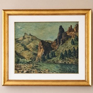 Óleo sobre Tela "Paisaje Serrano" Firmado M.R. Deliotti - imagen 2