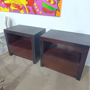 Mesas de Noche "Fairmont Design" Madera Oscura con Cajón y Estante - imagen 6