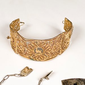 Conjunto de Collar Azteca y Pulsera Filigrana Dorada - imagen 3