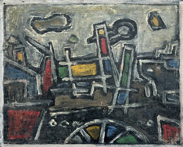 Walter Deliotti "Puerto Abstracto" Óleo sobre Fibra, 20 x 25 cm - imagen 1