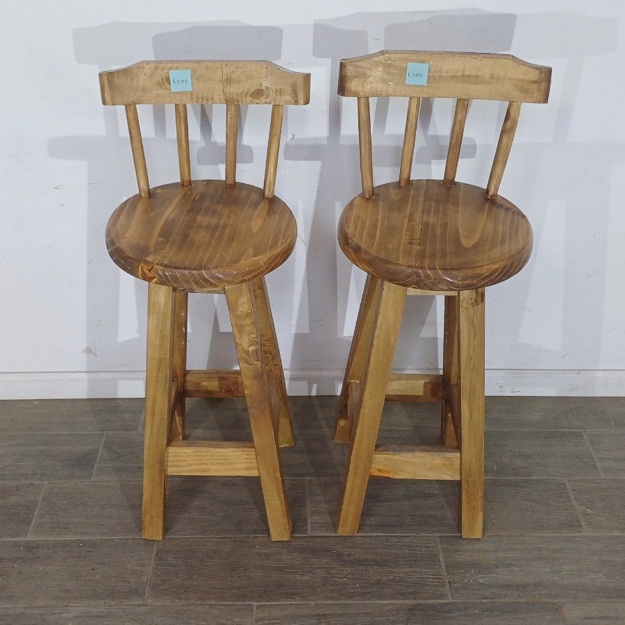 Dos banquetas de pino para el hogar - imagen 2
