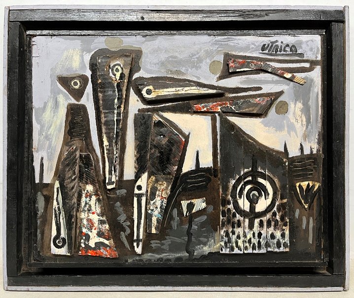 Lote siguiente: Pintura abstracta de Walter Utrico en madera y óleo