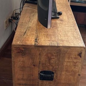Rack Estilo Industrial Rústico en Madera Maciza de Mango con Ruedas de Hierro - imagen 8
