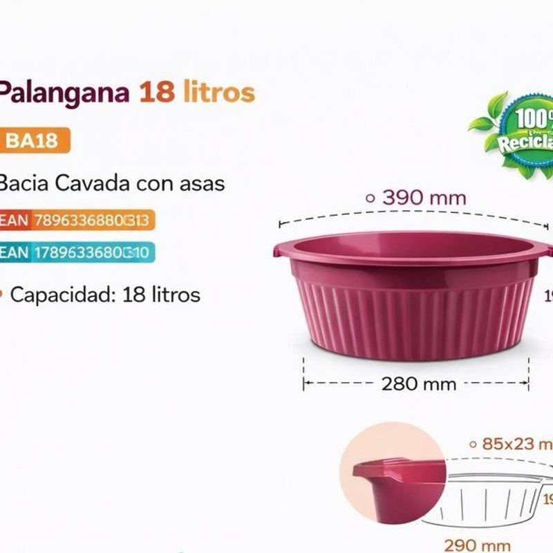 Lote siguiente: Palangana de plástico roja de 18 litros