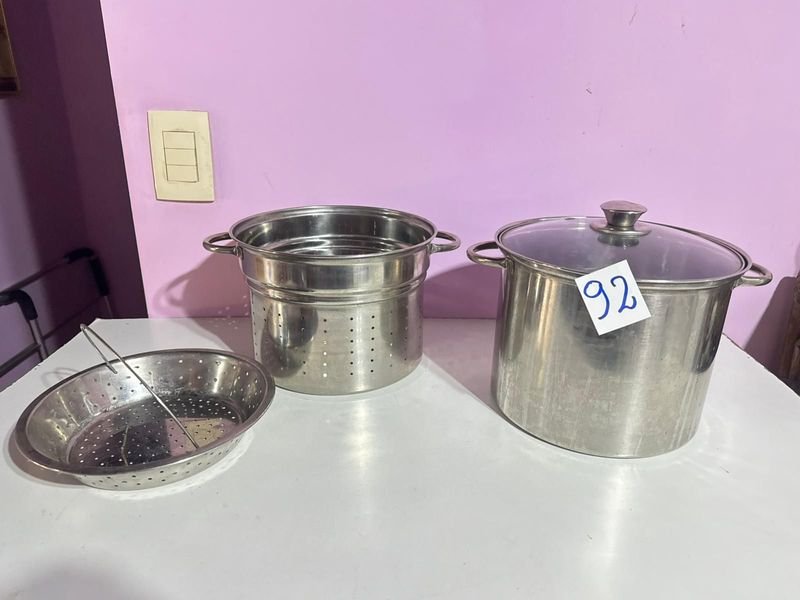 Olla de acero inoxidable con colador y tapa - imagen 3