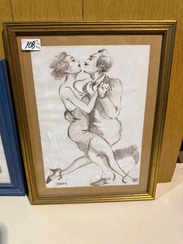 Lote de Dos Cuadros: Dibujo a Lápiz y Bordado de Casa - imagen 1