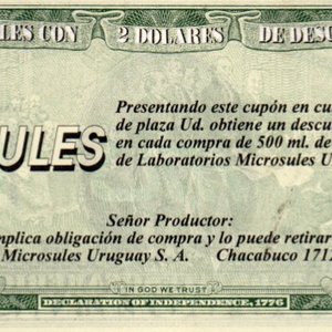 Vale de Descuento Parasules Laboratorios Microsules Uruguay S.A. - 2 Dólares - imagen 3