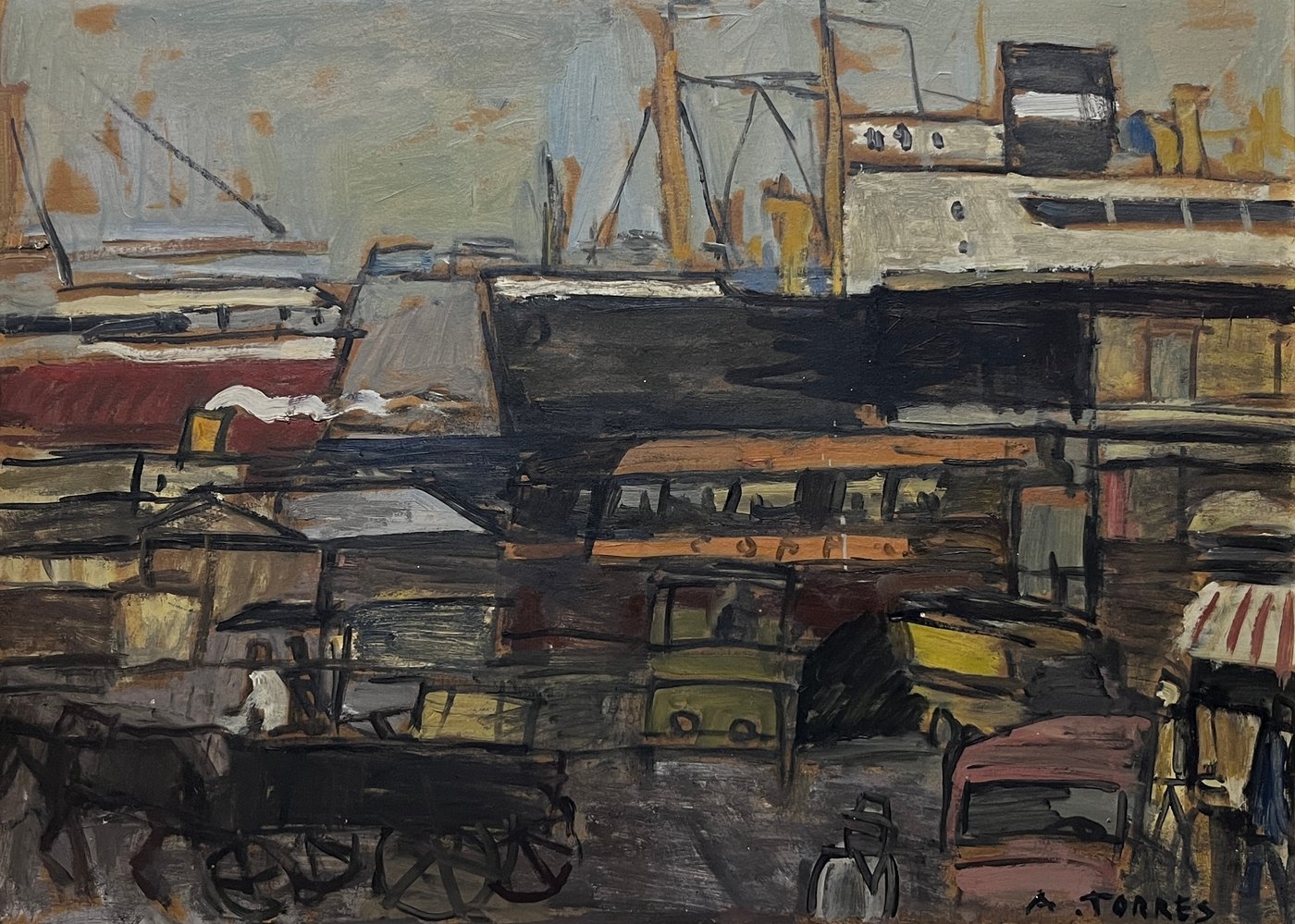 Augusto Torres "Puerto" Óleo sobre Cartón - 47 x 66 cm