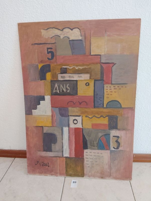 Pintura al óleo sobre cartón "LPI 2002", 70x50 cm