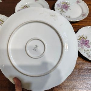 Juego de Porcelana: Bandeja y Platos con Flores - imagen 2