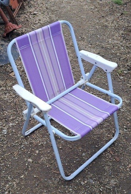 Sillón Plegable Infantil Rayado Violeta y Blanco