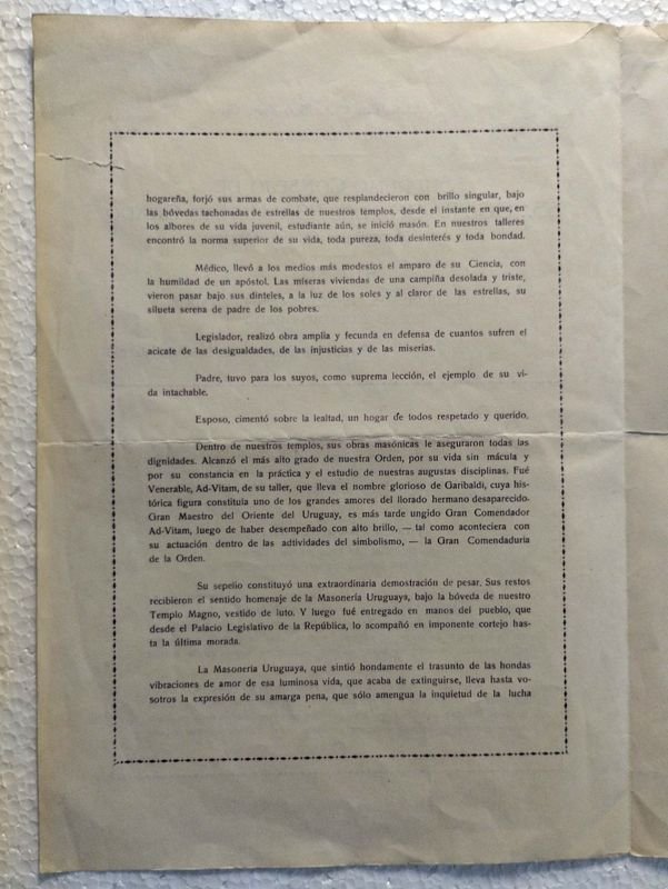 Documento Masonico Uruguayo 1937 - imagen 2
