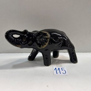 Elefante de Cerámica Negro Brillante Decorativo - imagen 1
