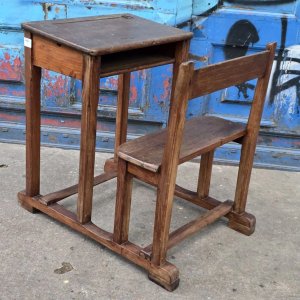Pupitre Escolar Antiguo de Madera - imagen 6