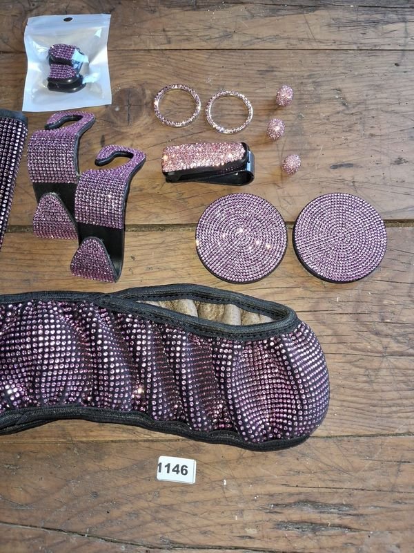 Accesorios para auto con glitter en color fucsia y rosa - imagen 3