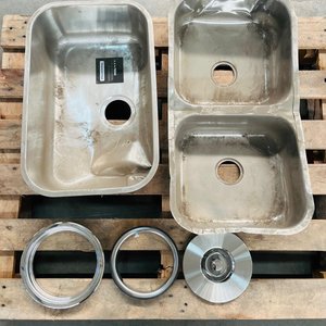 Lote de 3 Bachas de Acero Inoxidable y Papelera - imagen 1