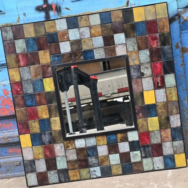 Espejo de Diseño "Patina Squares Mirror" Cuadrado Multicolor - imagen 1