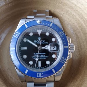 Réplica Reloj Rolex Submariner Date Acero Esfera Negra Bisel Azul - imagen 2
