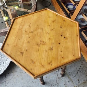 Mesa Turca Antigua Hexagonal con Incrustaciones de Hueso y Nácar - imagen 4