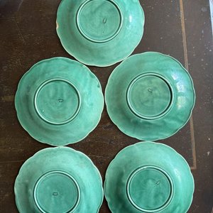 Conjunto de 5 Platos Verdes Esmeralda con Diseño de Hoja en Relieve - Gien France - imagen 6