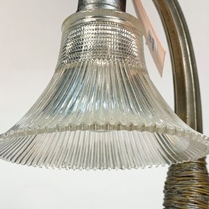 Lámpara de Metal Plateado con Rostro de Dama - Brazo Reparado - imagen 3