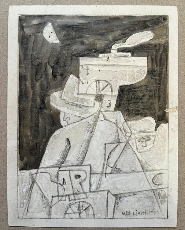 Lote siguiente: Dibujo de bar en blanco y negro por Walter Deliotti
