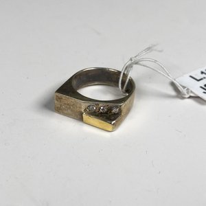 Anillo de Plata y Oro con Tres Circones - imagen 1