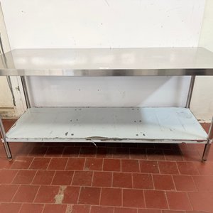 Mesada de Acero Inoxidable Flamemax con Estante Inferior - 180x70x84cm - imagen 1