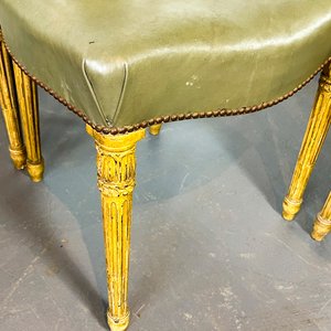 Seis Sillas Luis XVI Madera Laqueada Cuero Gris Tapizado - imagen 3