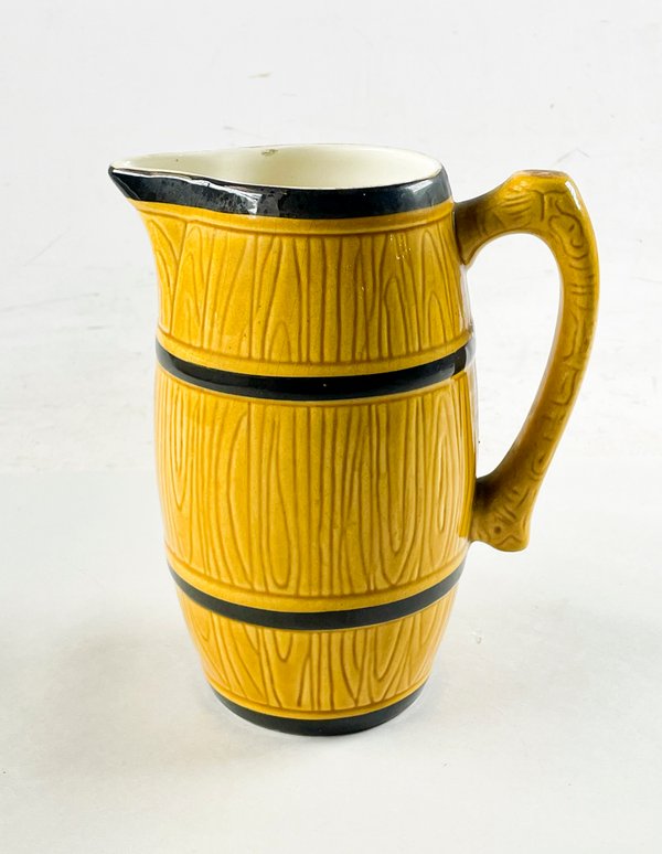 Jarra de Cerámica Beige Estilo Barril con Detalles Negros - imagen 1