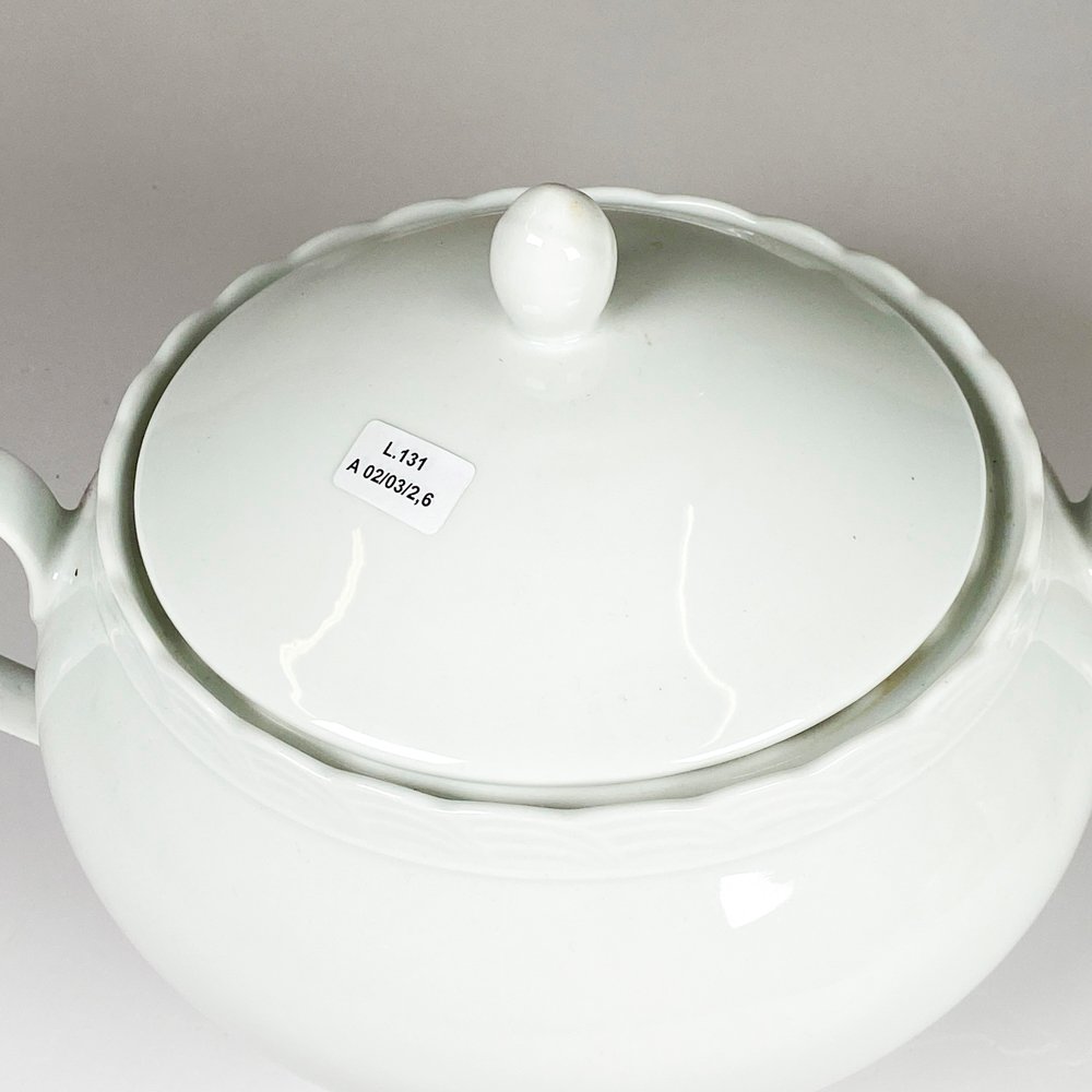 Sopera de porcelana Bavaria blanca con tapa - imagen 3