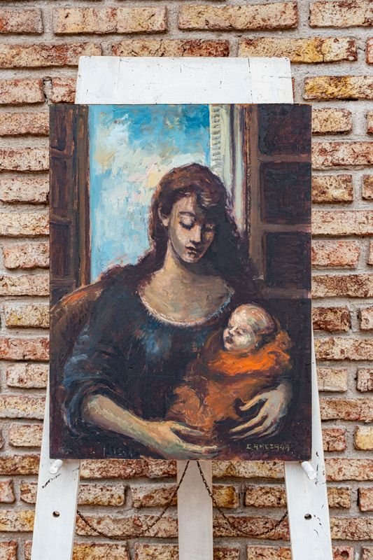Pintura "Maternidad" de Eduardo Amezaga - Óleo 61x45 cm