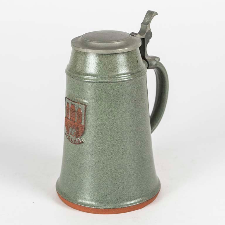 Jarra de cerveza de gres con tapa de peltre - Medidas: alto 16cm - imagen 2